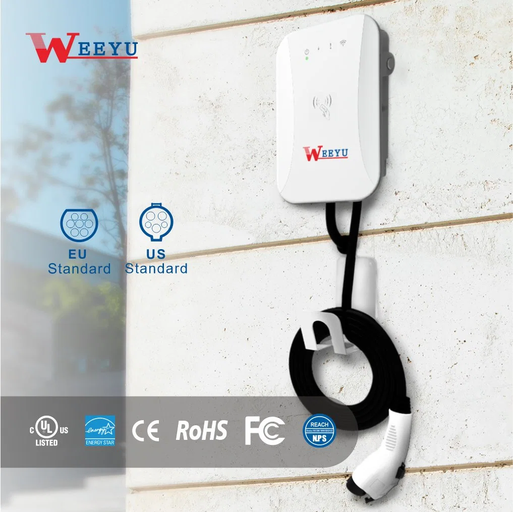 Weeyu 7kw tipo 10kw1 UL EV Estación de carga para vehículo eléctrico con FCC cULus SAE J1772 Wallbox certificado EV de la estación de carga