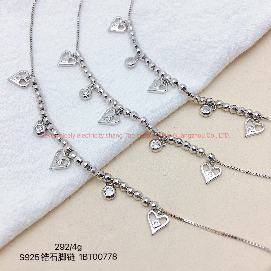 OEM Custom 925 Silver Fashion Jewelry CZ Wholesale/Supplier Jewellery Anklet