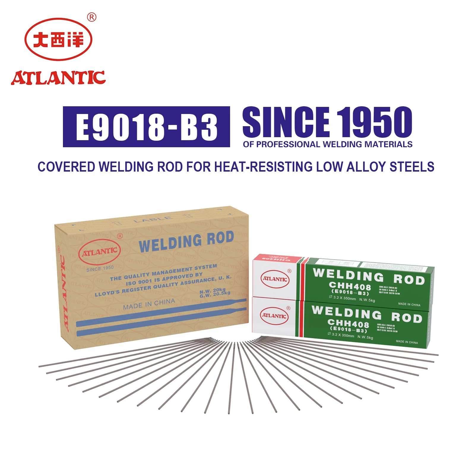 Atlantic Chh408 E9018-B3 2.5mm/3.2mm/4.0mm Covered Welding for Heat-Resisting Low Alloy Steels