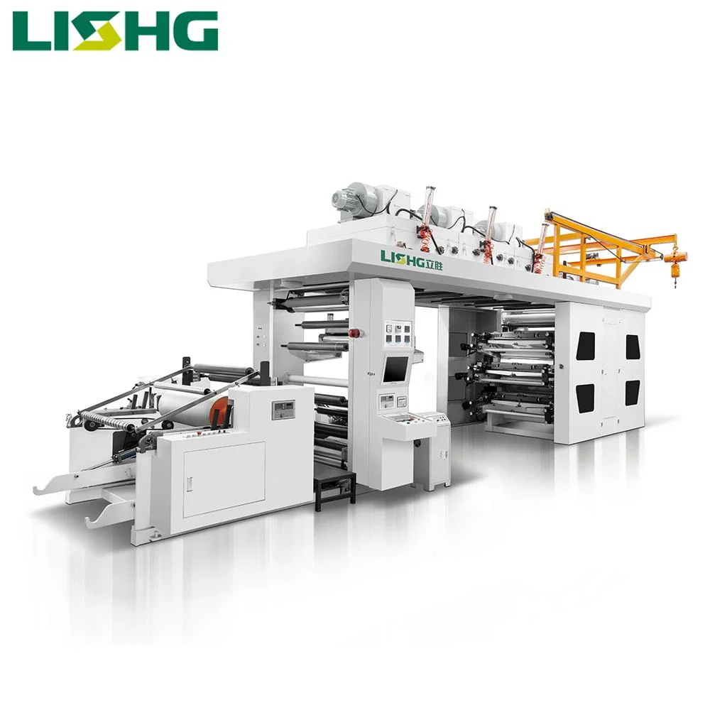Máquina de impresión flexográfica de impresión central de envases de alimentos de papel kraft.