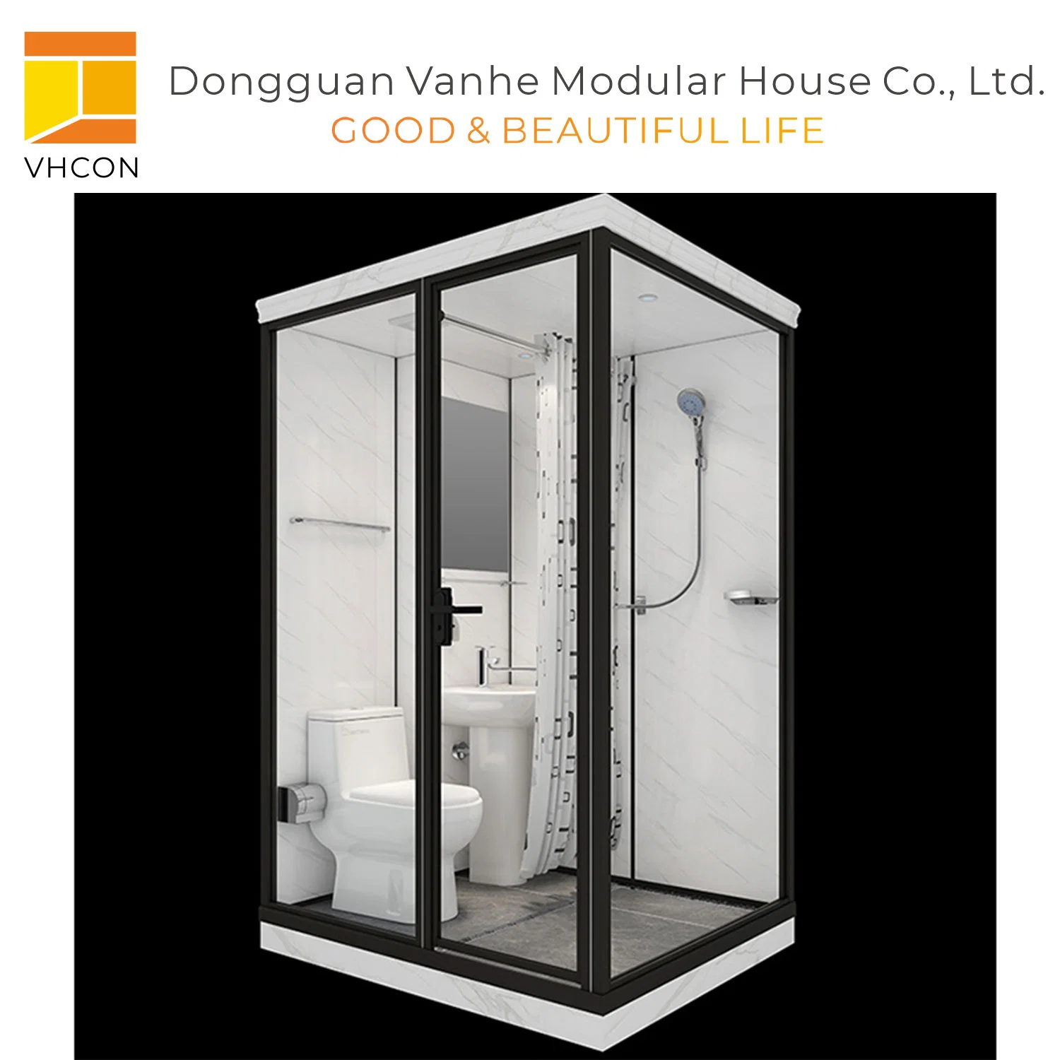 Haut de gamme RV modulaire portable bâtiment de luxe Hôtel porte en verre Design Prefabricated Big modulaire douche salle de bains Pods avec toilettes