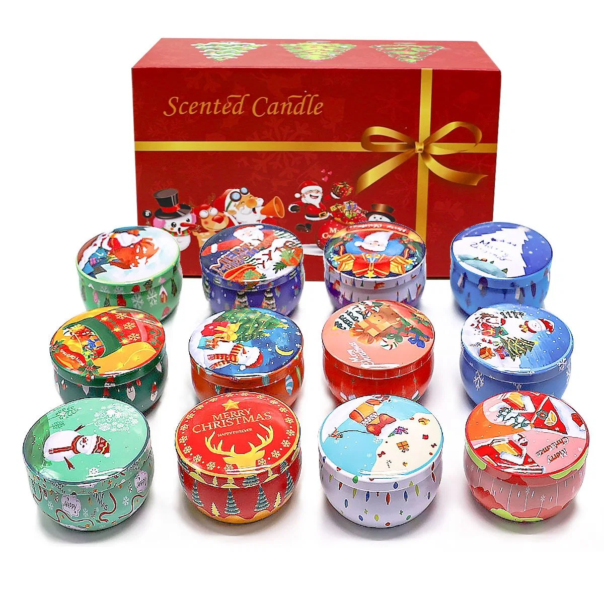 Juego de velas de Aroma de Navidad aceite esencial vegetal Scented de cera de soja Regalos de fiesta de vela