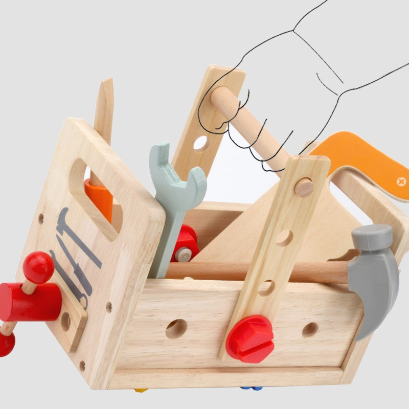 Children's Wooden Portable Toolbox Toys Boys Early Education Puzzle Screw