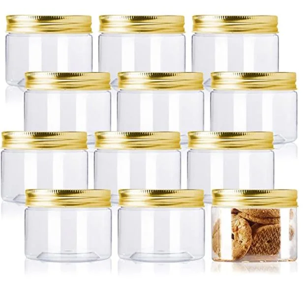 Food Grade Pet Container Plastic Jars for Peanut Butter Honey Cookie Cake Snacks Chips Nuts Grain Food Jars with Screw Top Lid