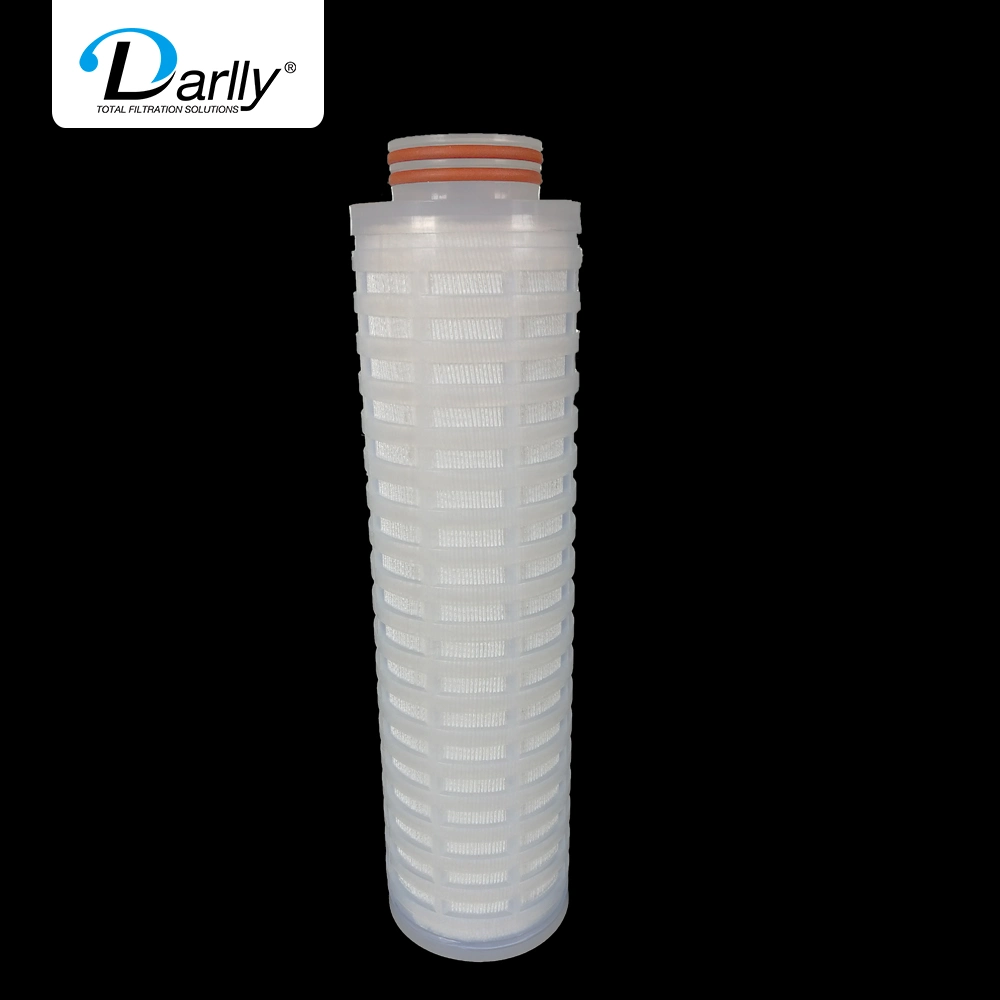 All Fluoropolymer Micro Pleated Filter Cartridge with Hydrophobic PTFE Membrane Media 10" 0.22 Micron