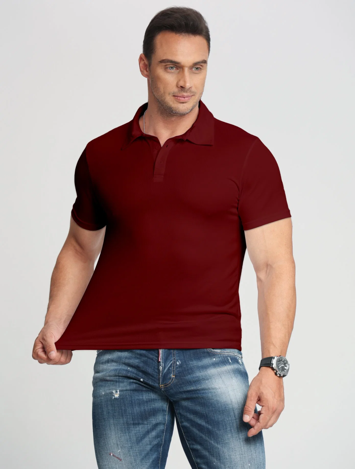 Stock Customize Polyester Popular Business Polo Shirt for Men Ready Made