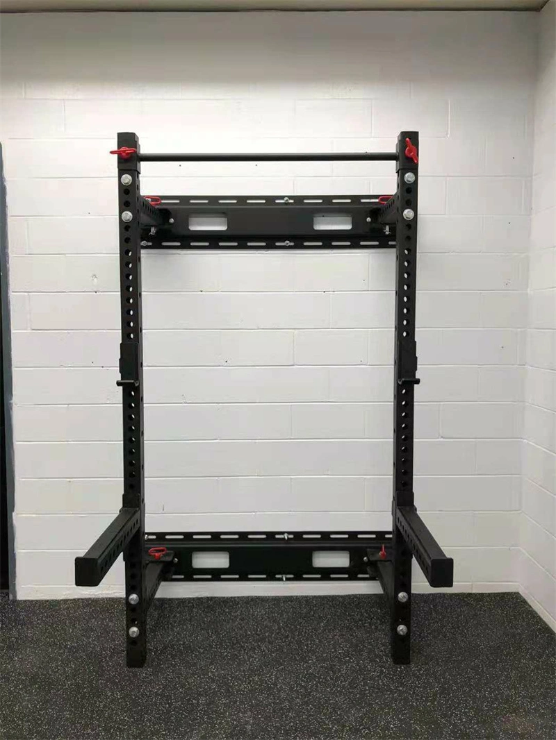 High quality/High cost performance  Fitness Bodybuilding Equipment Weightlifting Power Wall Mounted Folding Half Squat Rack