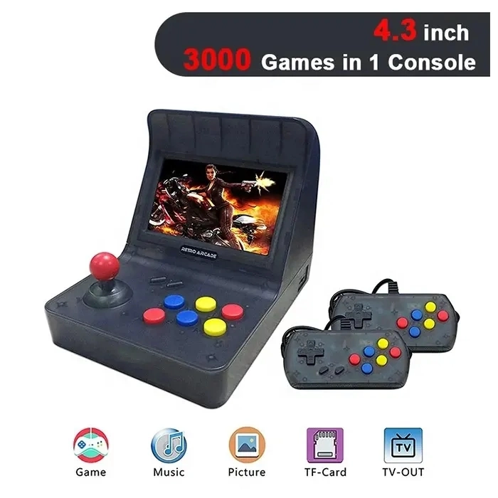 Hot Sale Pinball Machine 4.3 Inch Screen 64bit Retro Double Mini Arcade Machine 3000 Games Handheld Game Machine Retro Arcade