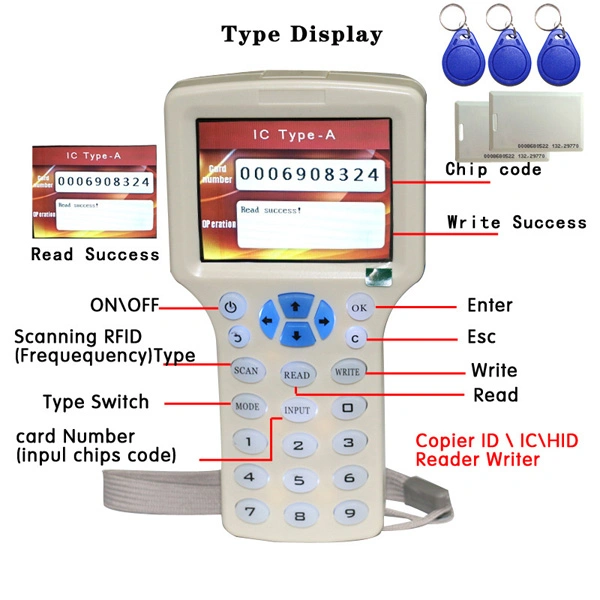 Hf RFID de alta calidad de la tarjeta de ID Duplicador programable Multi-Frequency Reader