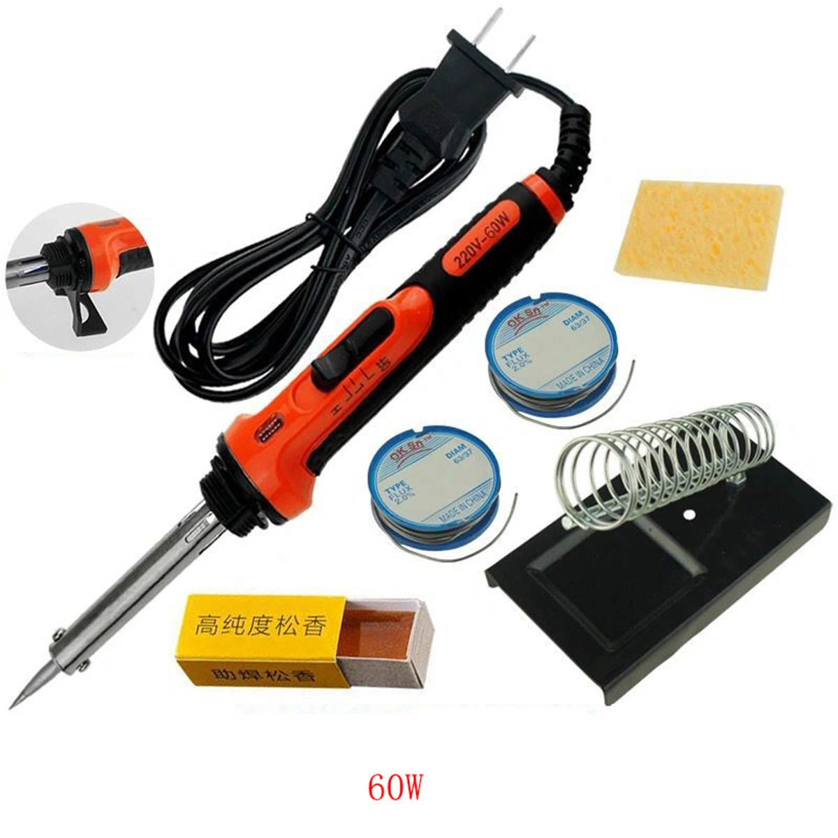 60W Adjustable Temperature LCD Digital Display Electric Soldering Iron with Lead Free Stainless Steel Tip