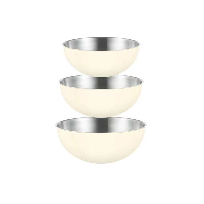 Anpassbare 3pcs Nesting farbige Becken Salat Kuchen Backen Edelstahl Set Mit Rührschüssel