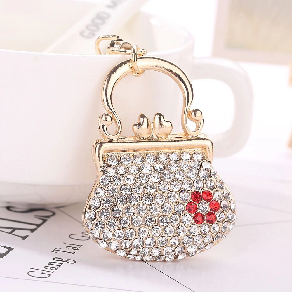 Filigree Pink Color Sparkling Cyrstal Keyring with Mini Crystals Princess Bag Charm Delicate Jewelry Handbag Purse Keychain