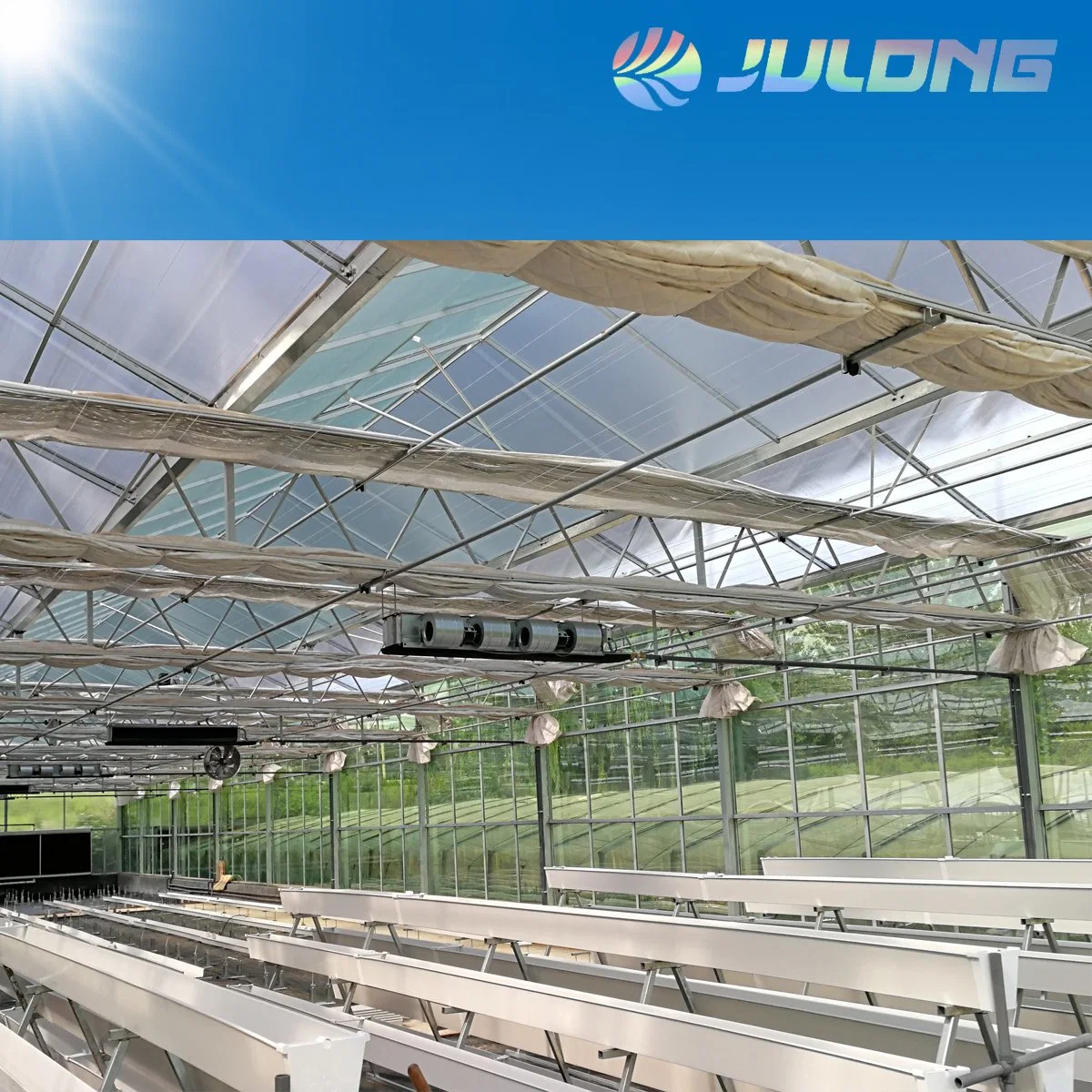 China Supply Multi Span Venlo Glass Greenhouse for Fish Aquaponics Project