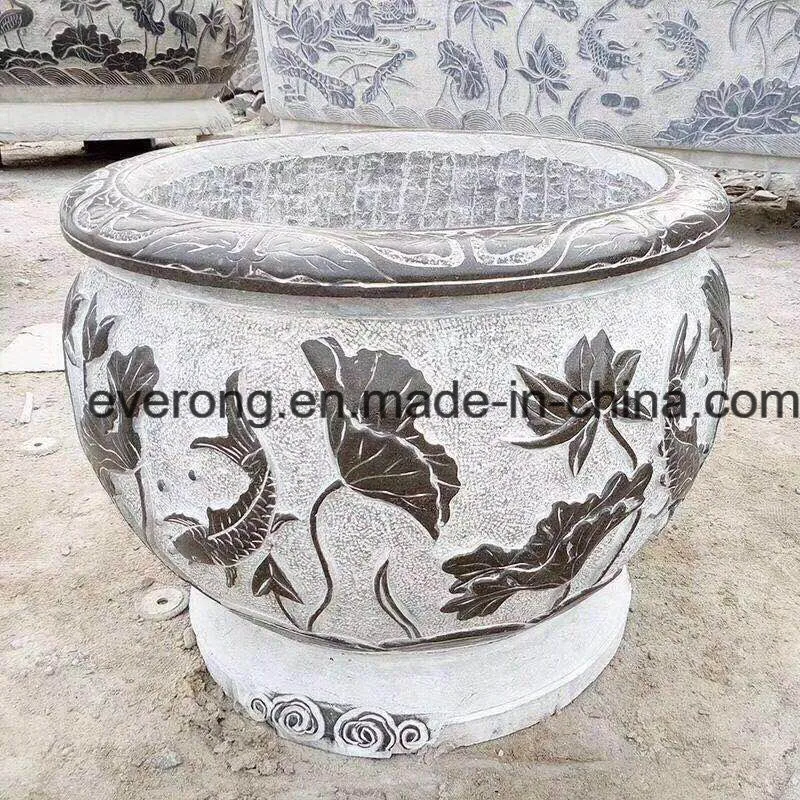 Natural Granite Rectangle Planter Flower Pot for Garden Patio Balcony