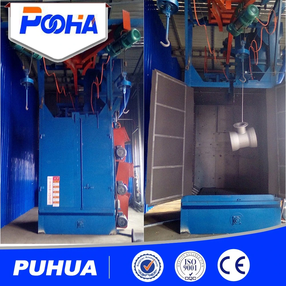 Overseas Installation Two Hook Type Hanger Hook Shot Blaster Derusting Shot Blasting Machine