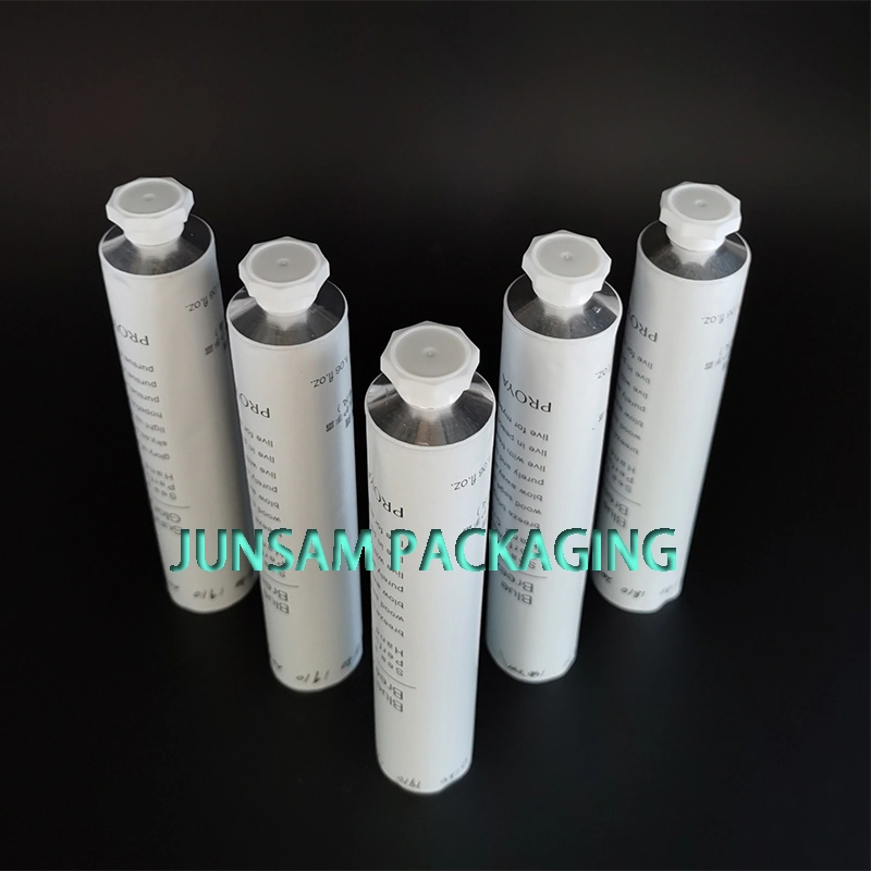 Stock 100ml 3oz Aluminum Plain Cosmetic Open Tip Aluminum Collapsible Tube with White Octagonal Lid