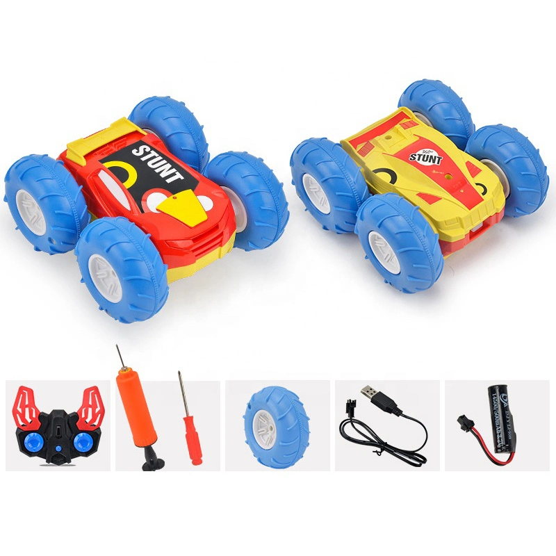 4CH Voiture télécommandée à double face Jouets pour enfants 4WD Voiture télécommandée amphibie RC Jouet de cascade amphibie avec pompe à air et chargeur USB Modèle de télécommande