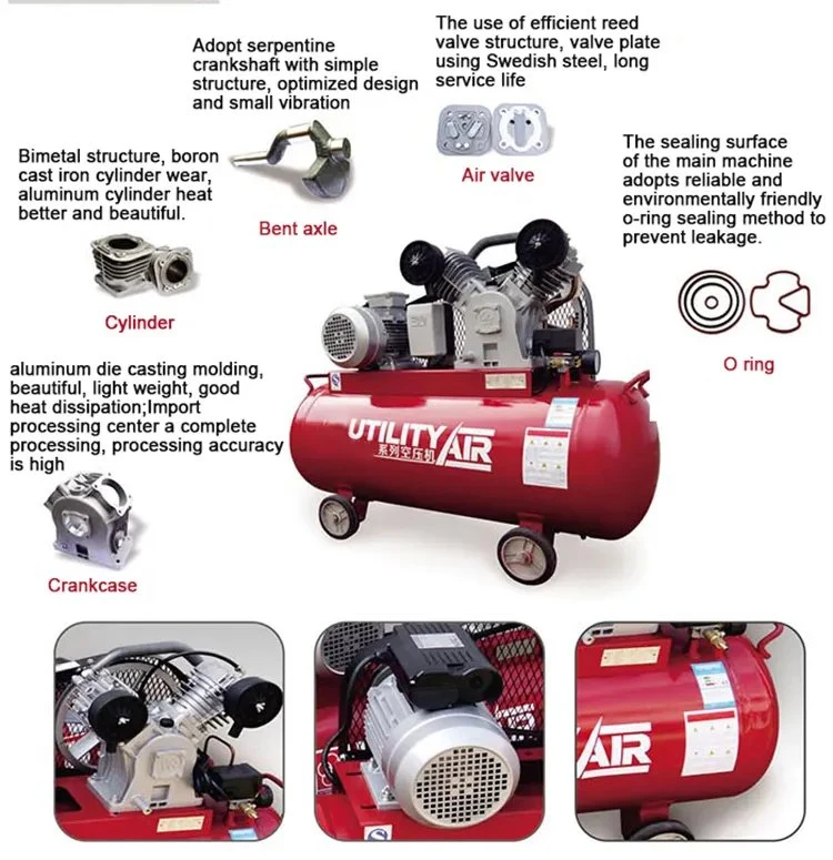 Mini compresor de aire eléctrico silencioso 60L 1,5kW compresor de aire de pistón 2hp compresor de aire