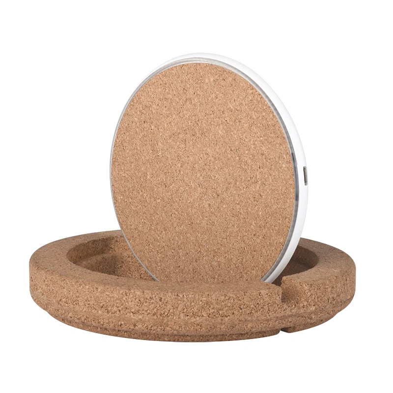 Nouveau téléphone portable ultra-fin de bureau 15W Wmbedded Cork rond sans fil Chargeur