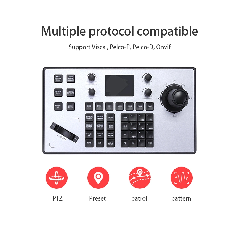 Controlador de teclado IP de protocolo Pelco-D con joystick 4D