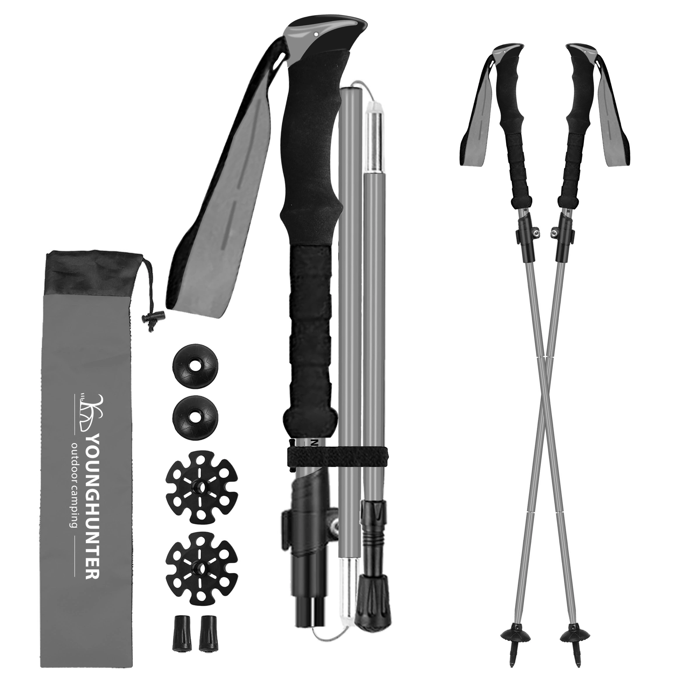 Tactical 3 Section Carbono Trekking Pole Collapsible Ultralight Travel Trekking Hiking Polees