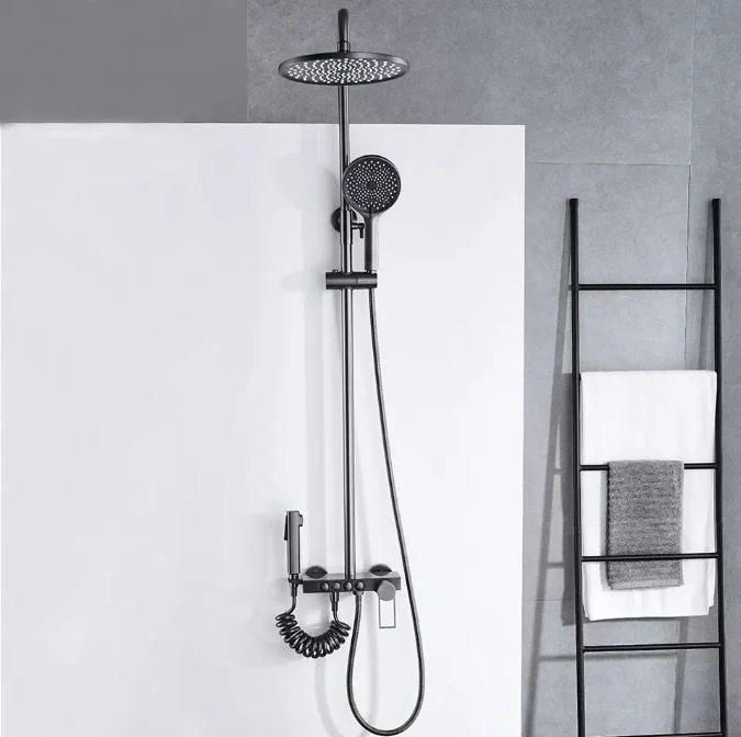 Bathroom Gun Metal Concealed Chocolate Shower Mixer Water Faucet 4 Ways Complete Rainshower System Shower Set