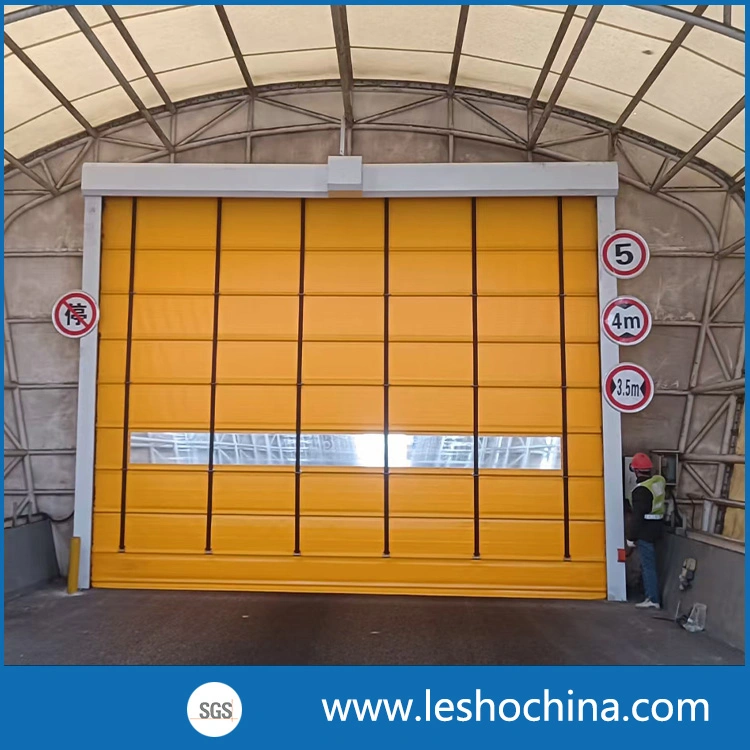 Large Size Industrial Automatic Wind Resistant PVC Fabric Rapid Roller Fast Fold up High Speed Stacking Quick Roll up Door for Warehouse