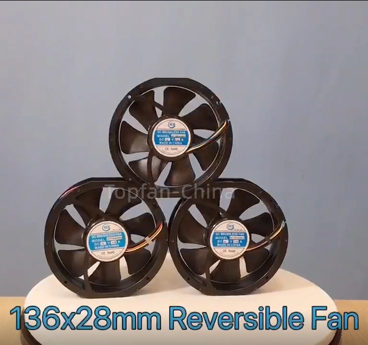 Ventilador reversible 136mm 12V 24V 48V refrigeración de radiación de avance/retroceso redonda Ventiladores