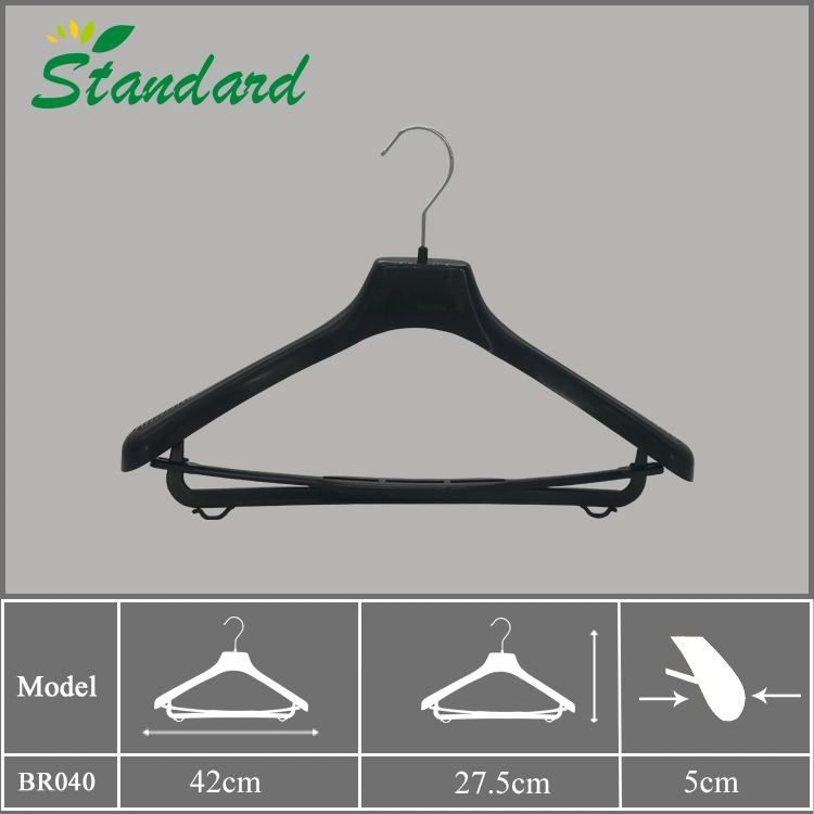 Plastic Coat Suit Clothes Hanger for Adult Garment Jacket with Metal Hook Bar and Anti-Slip on Shoulder