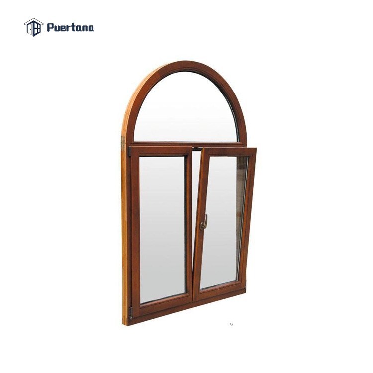 American revestido de aluminio puertas y ventanas de vidrio de madera el revestimiento de madera arqueada Windows