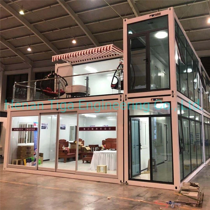 Modern Design Luxury Light Steel Frame Modular Glass Curtain Wall Flat-Pack Container Villa House