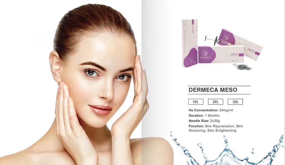 Dermeca Meso 3ml/Jeringa Gel De Acido Hialuronico Medico Antienvejecimiento No Reticulado 24mg Ha Biorrevitalizacion Hialuronato Sodio PARA Solucion Meso Coctel