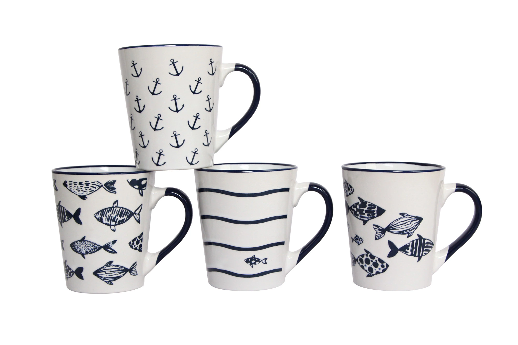 Stoneware Ocean Silk Screen coffee Mugs