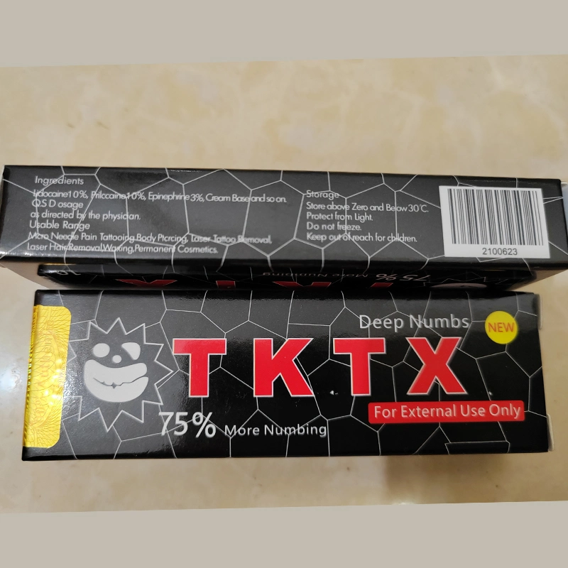 Großhandel/Lieferant 10g Tktx Black Color 75% Numb Creme Anästhetische Salbe 10% Lidocain Tktx tief starke betäubende Creme für Tattoo