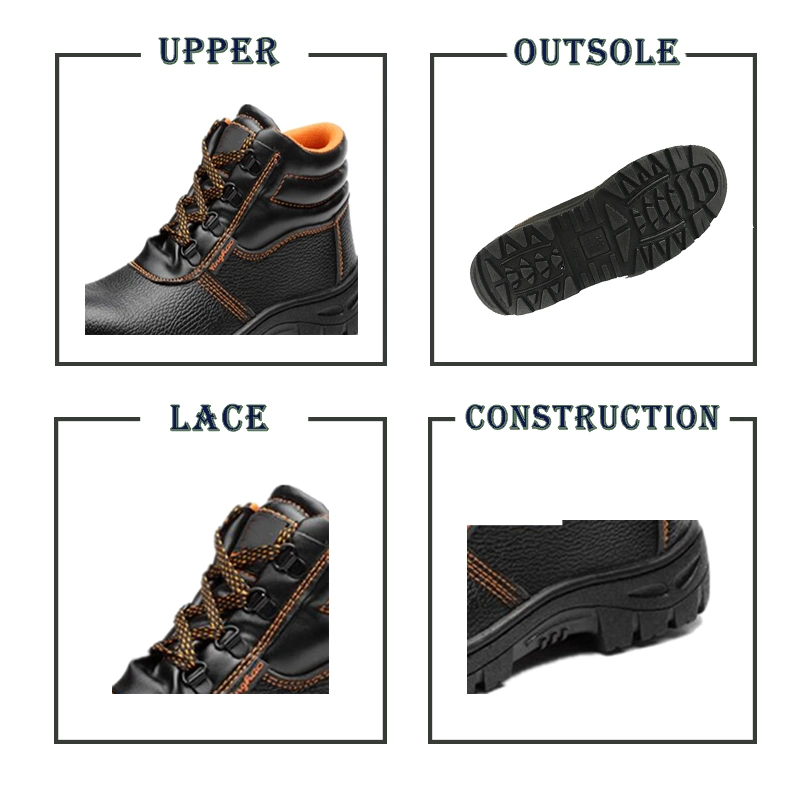 Steel Toe Steel Plate Cow Leather Industrial Boots Men&prime; S Construction Protection Safety Work Shoes