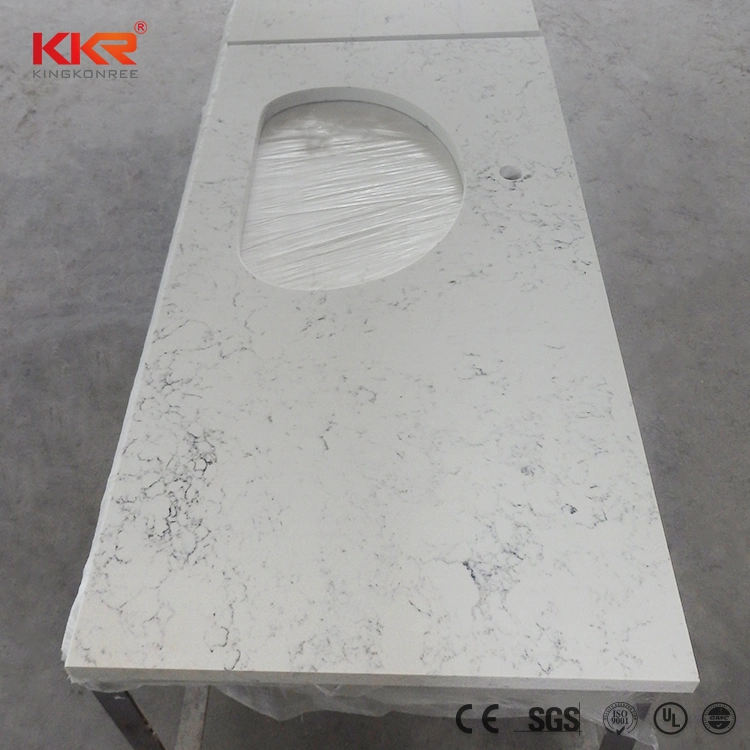 Cut-to-Size White Quartz Stone Bathroom Solid Surface Countertop