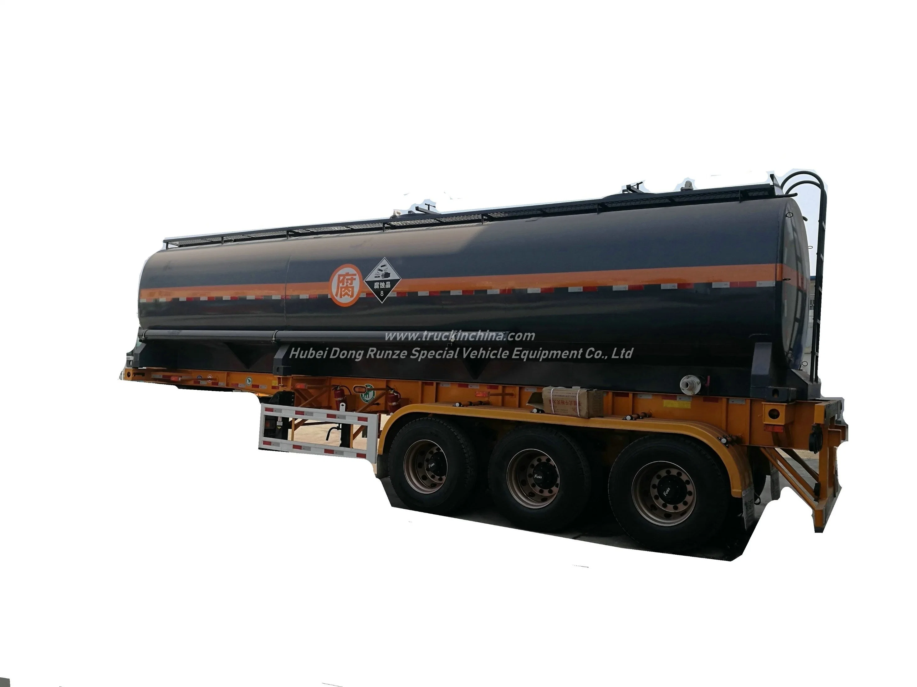 Hydrocyanic Acid Tank Mounted On Container Trailer For Road Transport 30KL-40KL for HCl(max 35%), NaOH (max 50%), NaCLO (max 10%), H2SO4(60%) Steel Lined LDPE