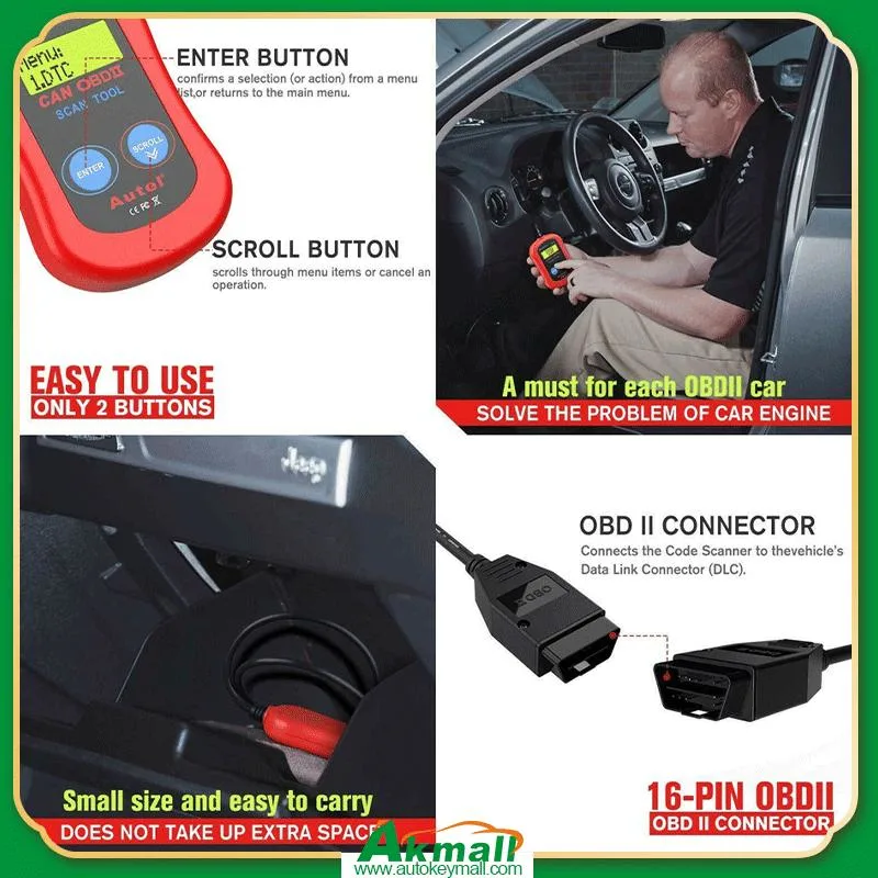 Autel Ms300 OBD2 Code Reader Scanner Car Diagnostic Scanner Tool Turn off Check Auto Accessories Check Engine Light Smog