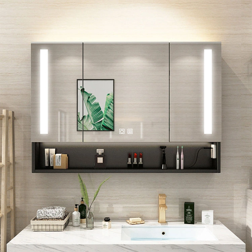 Moderne minimalistische weiße Wand-Badezimmer-Storage-Kosmetikschrank mit Waschbecken