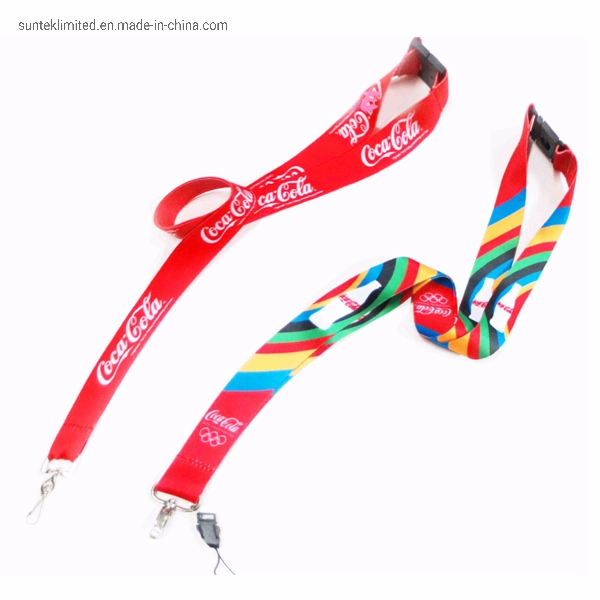 Custom Polyester Lanyard Woven Nylon Silk Screen Printed Sublimation Neck Logo Strap with ID Badge Holder with Safety Break Clip