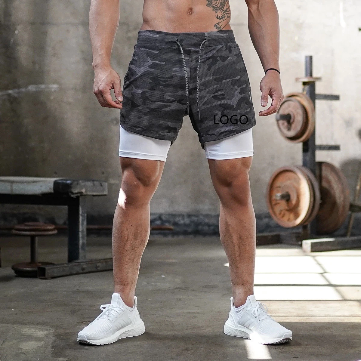 Manufacture Men Workout Fitness Shorts Sport Running 2PCS in One Double Layer Gym Compression Men Shorts