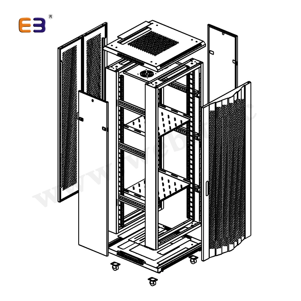 19" 42u Dia-Assemble Metal Perforated Door Floor Server Rack Cabinet