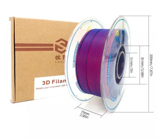 Factory Wholesale/Supplier 3D Printers Dual Color Matt Red-Blue Silk PLA Filaments Children 3D Idrawing Pens Filaments 3D Printing Gifts Materials 1.75mm 2.85mm 1000g