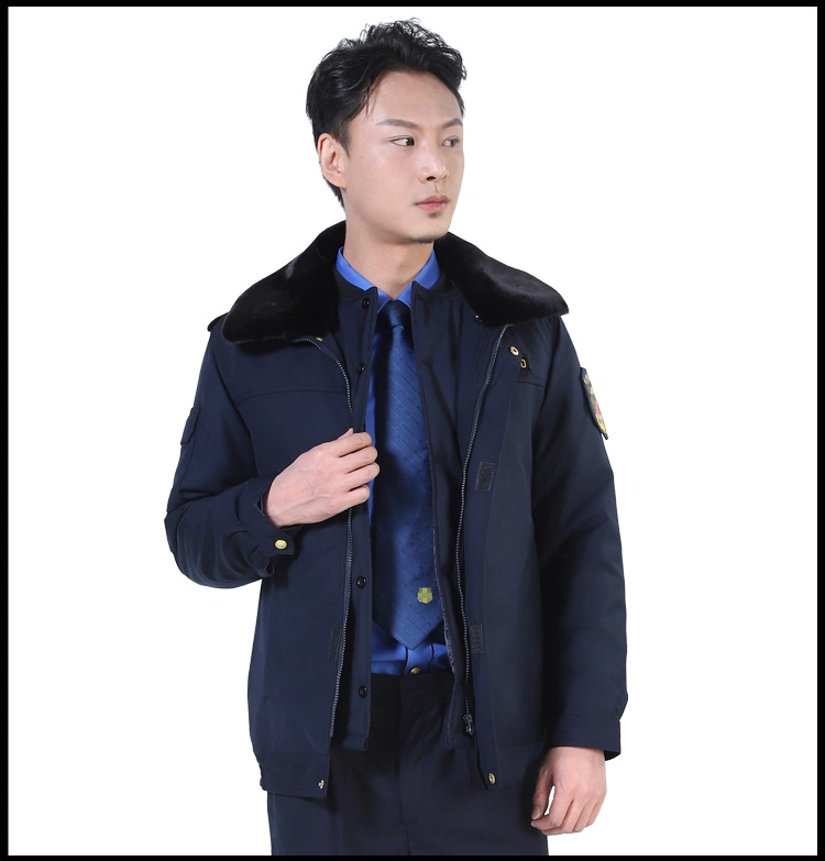 Winter Mantel Kleidung Herren Verdickung Schwarz Outdoor Sicherheit Workwear Training Mantel Sicherheitswache Uniformen