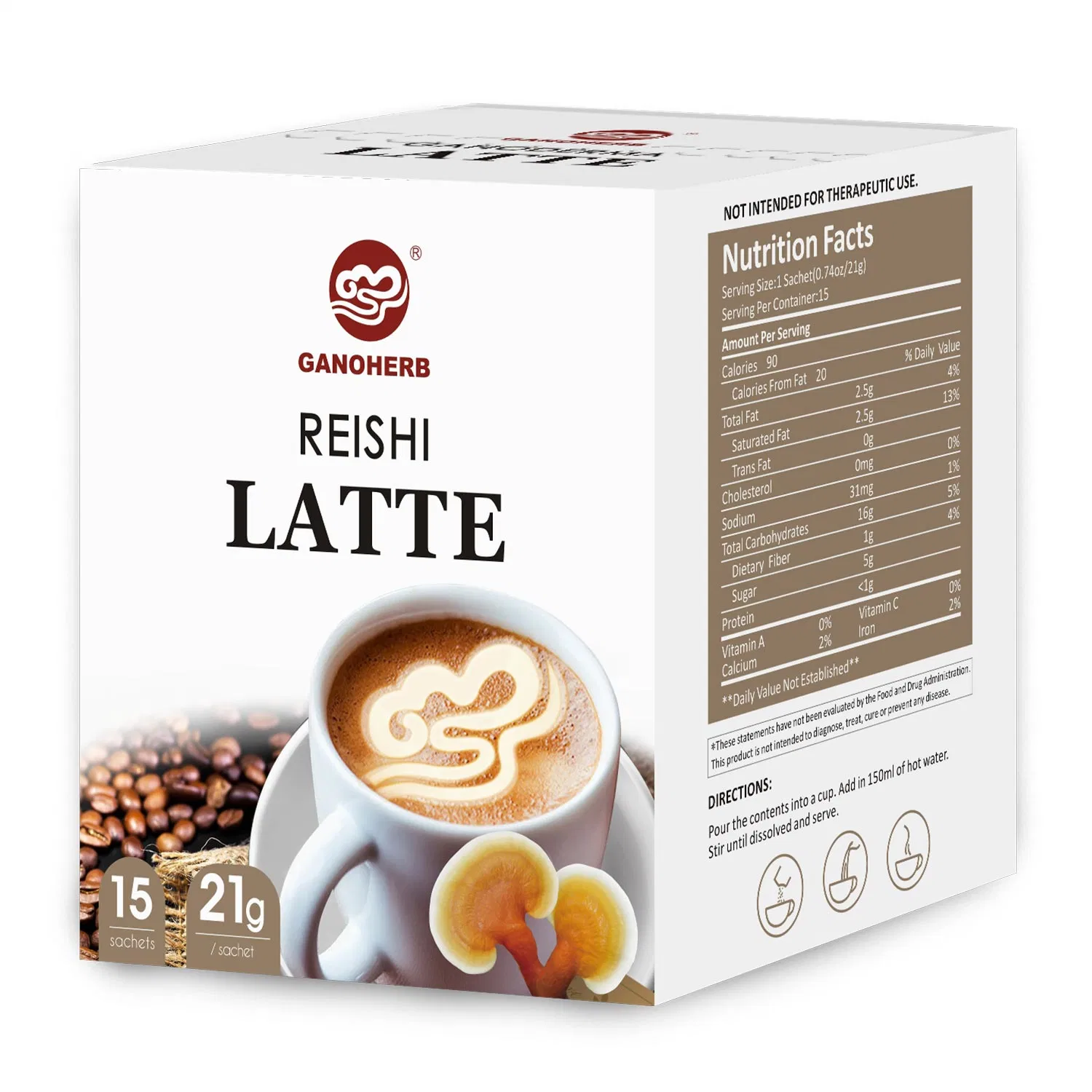 Ausgezeichnete Geschmack Ganoderma 3 in 1 Instant Kaffee mit Zucker Milch