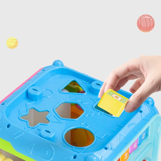 Multifunctional Baby Six Sides Hand Drum Toys Funny Toddlers Polyhedral Educational Toy with Sound and Light Activity Blocks Cube Baby Education Toy