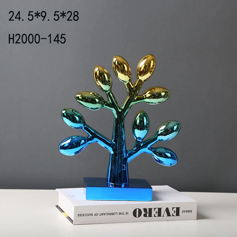 Home Decoration Coral Gradient Color Plating Table Display Polyresin Figurines