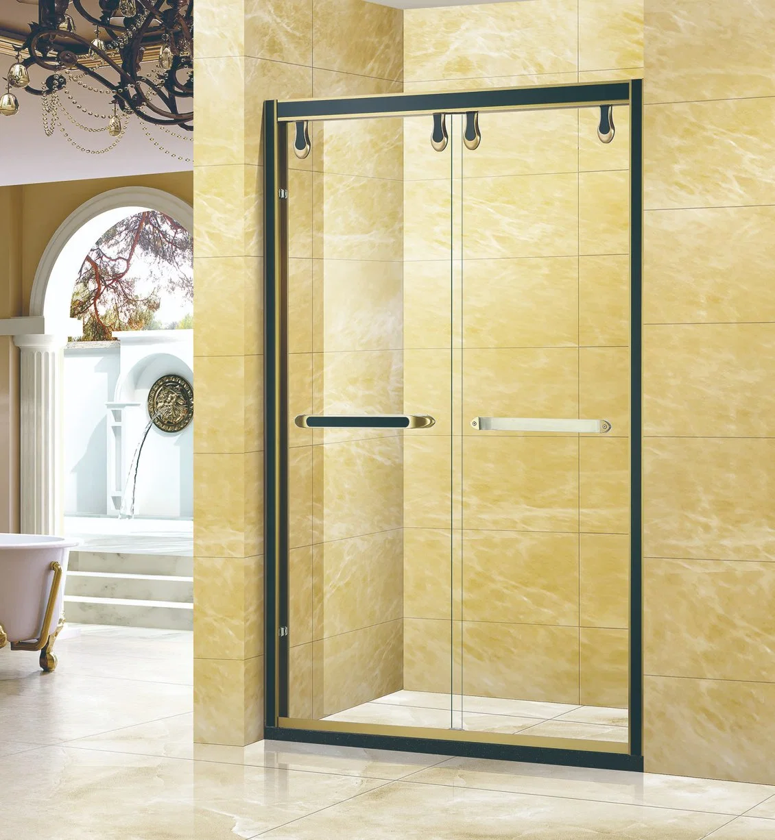 Frame-Less 2 Sliding Doors Modern Tempered Glass Shower Room Screen