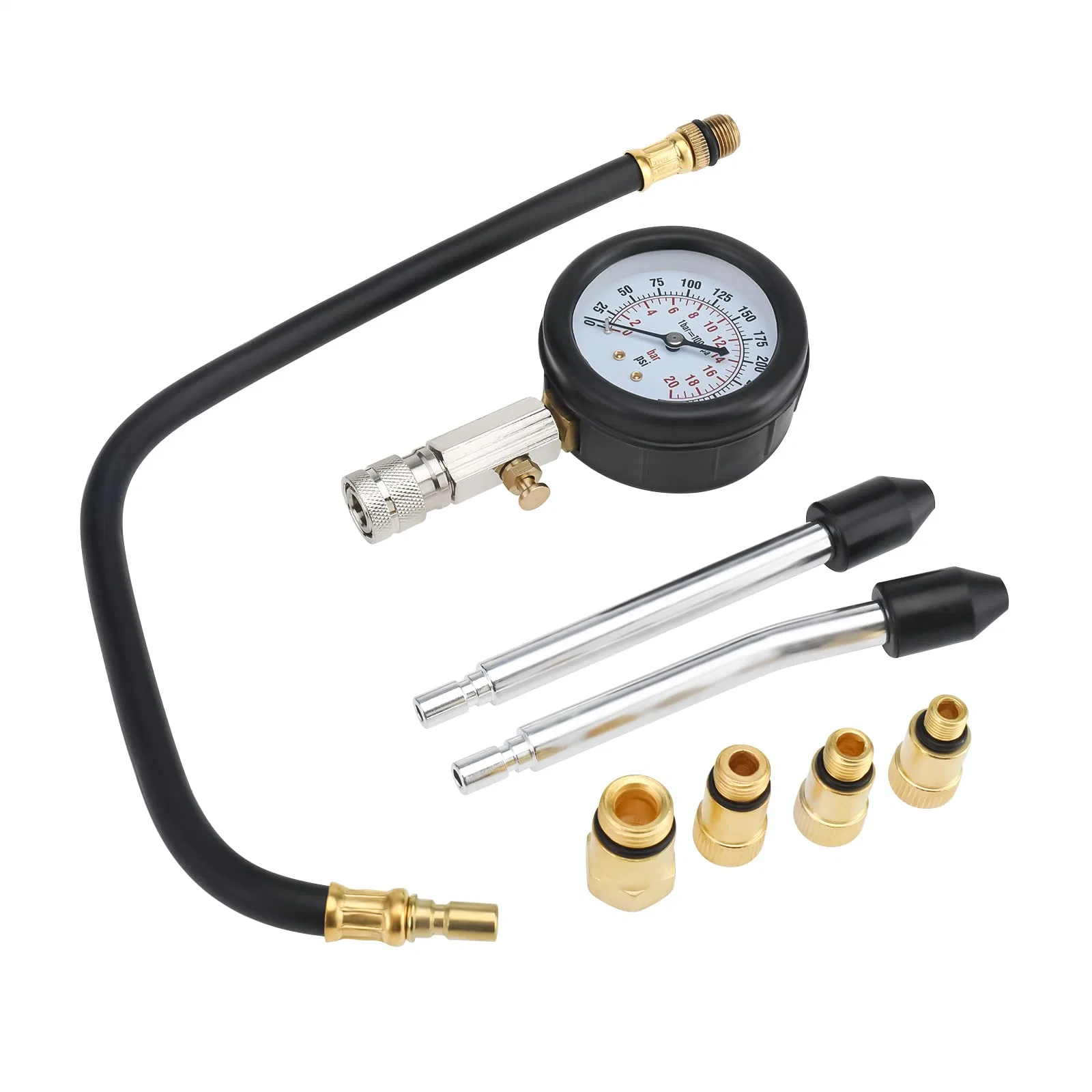 Oil Filter Wrench 0-140psi Fuel Injector Injection Pump Pressure Tester Gauge Kit Car Compression Pressure Meter (48110001)