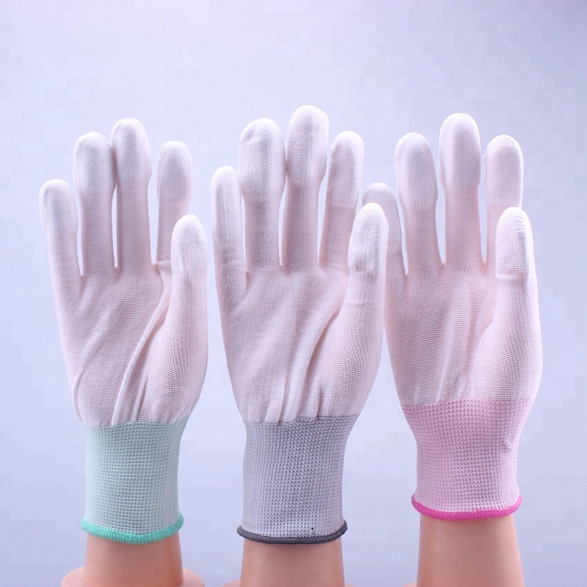 Factory Direct Sales Knitted Nylon PU Antistatic Material Finger Coated Hand Safety Work Gloves